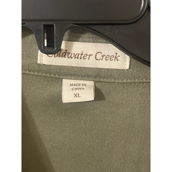 Coldwater Creek Shale Green 3/4 Sleeve Blouse No Iron Size XL Button Down - Picture 2 of 8